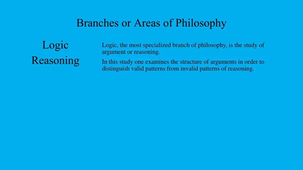branches or areas of philosophy 5
