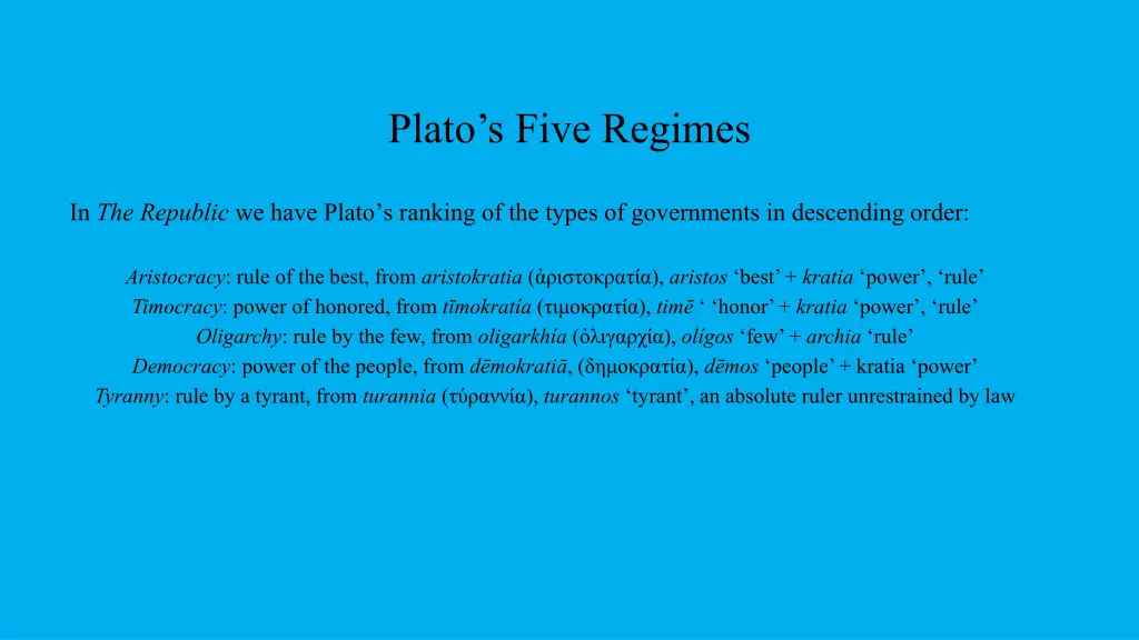 plato s five regimes