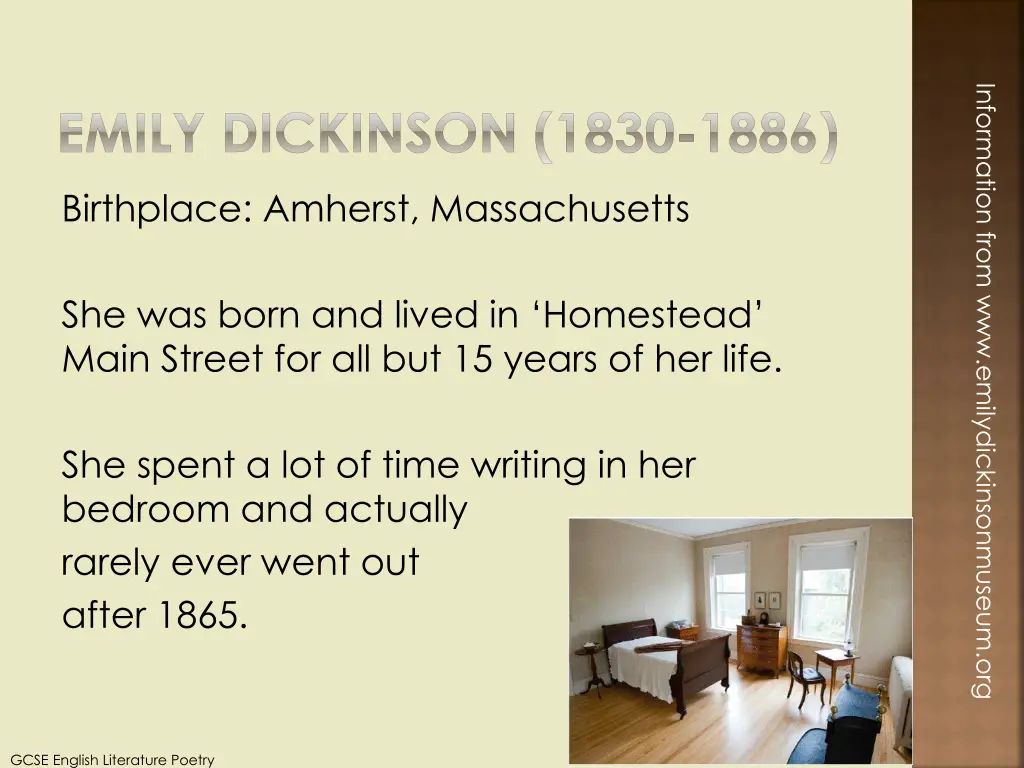information from www emilydickinsonmuseum org