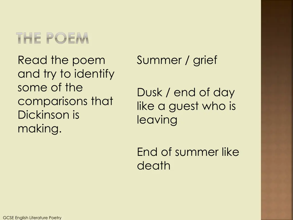 the poem read the poem and try to identify some