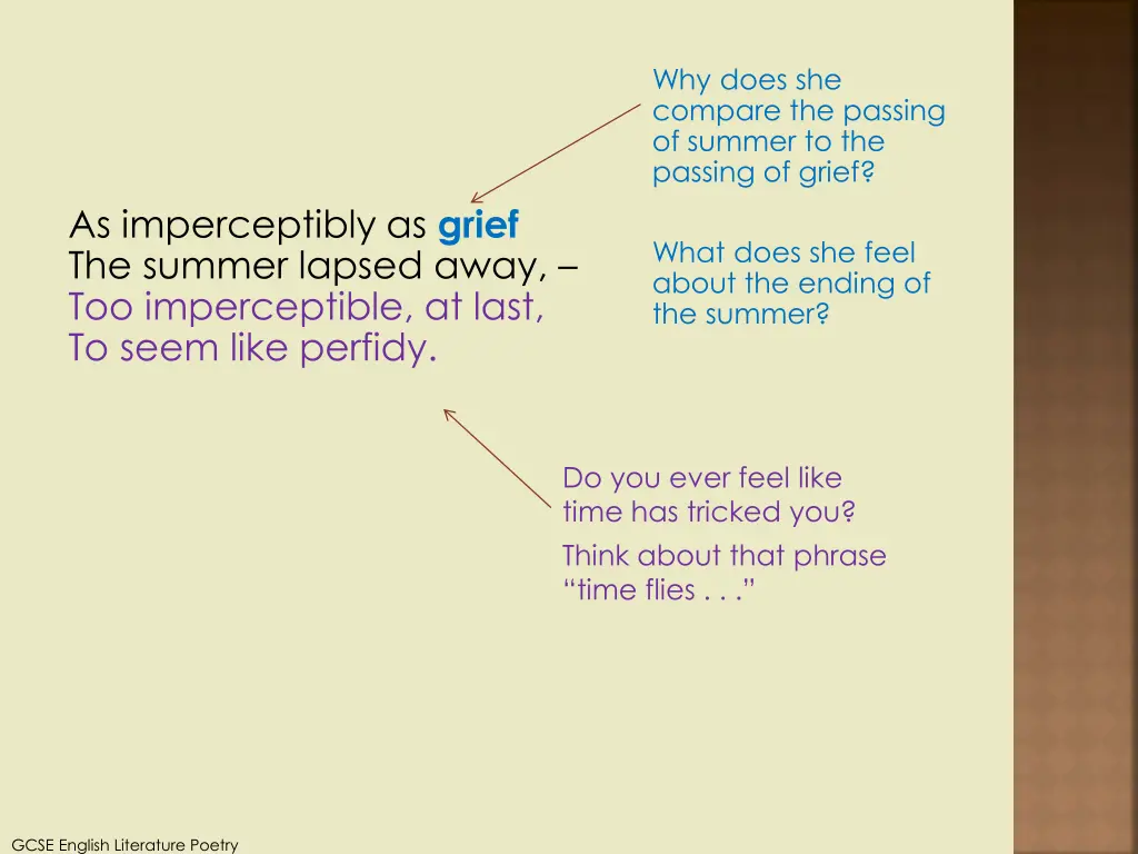 why does she compare the passing of summer