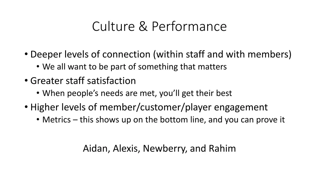 culture performance