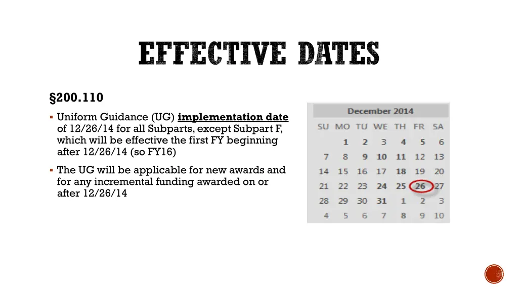 effective dates