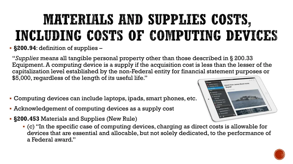 materials and supplies costs including costs