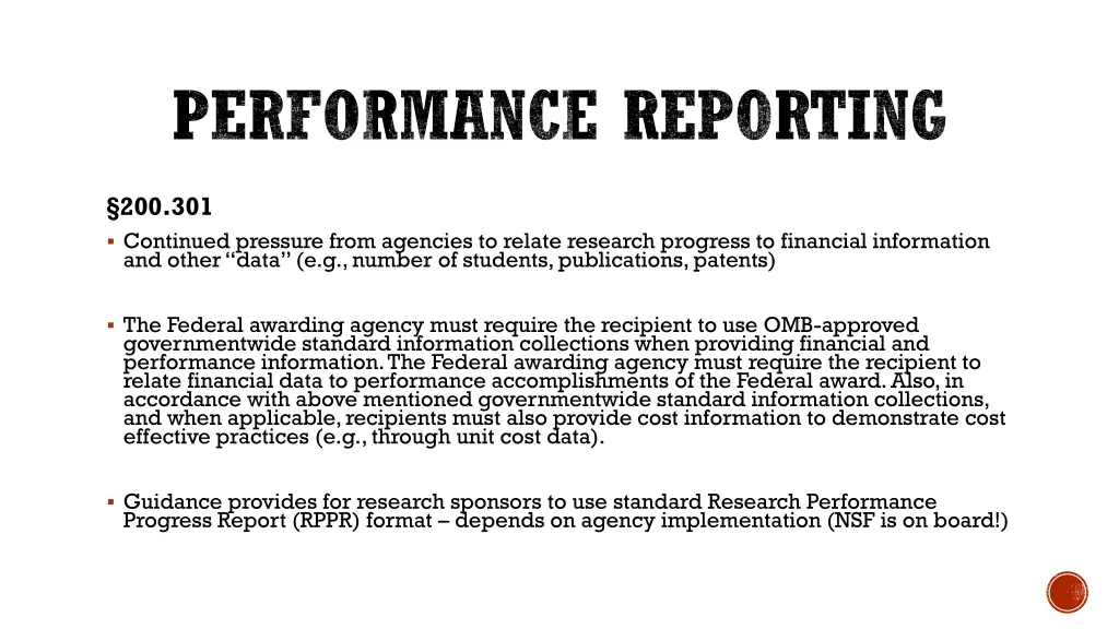 performance reporting