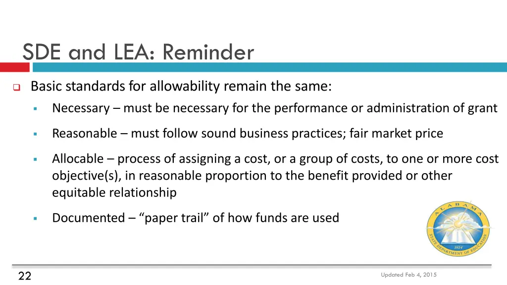sde and lea reminder
