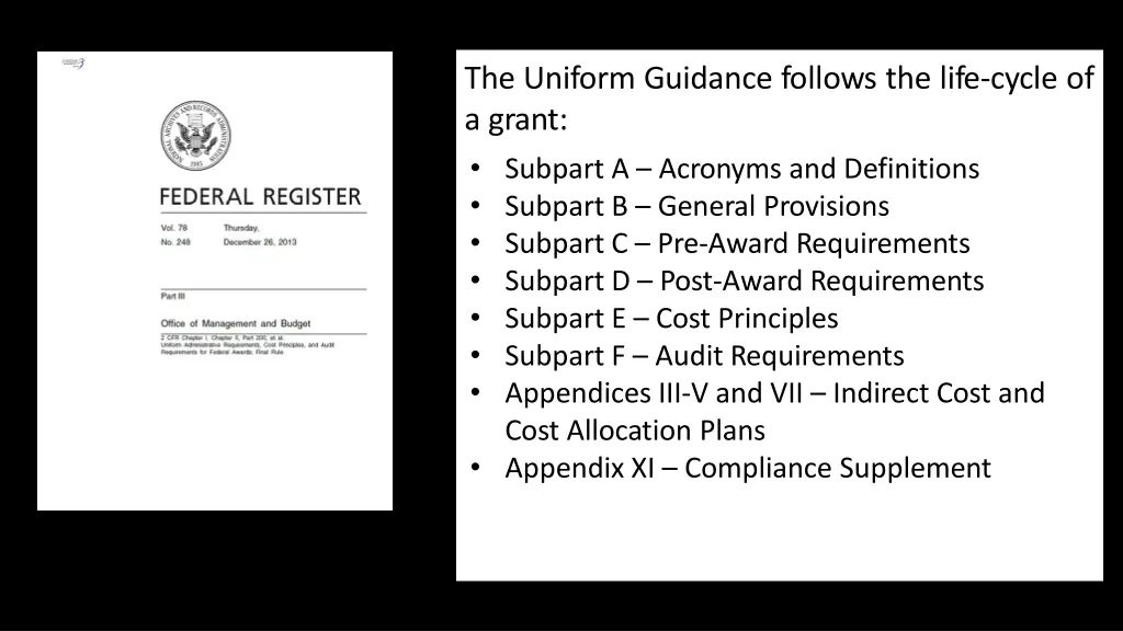the uniform guidance follows the life cycle