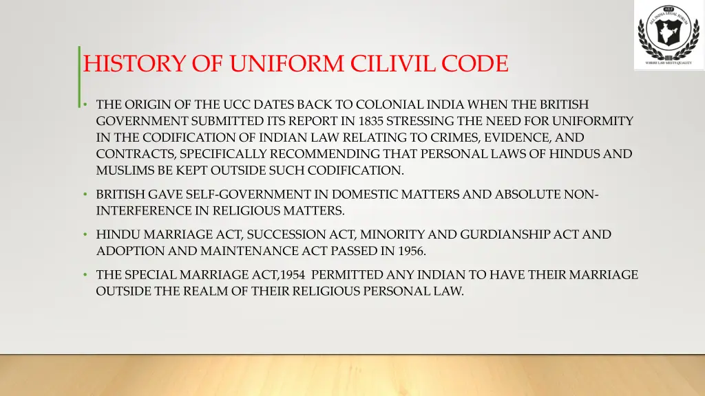 history of uniform cilivil code