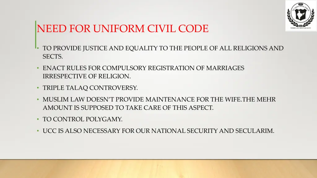 need for uniform civil code