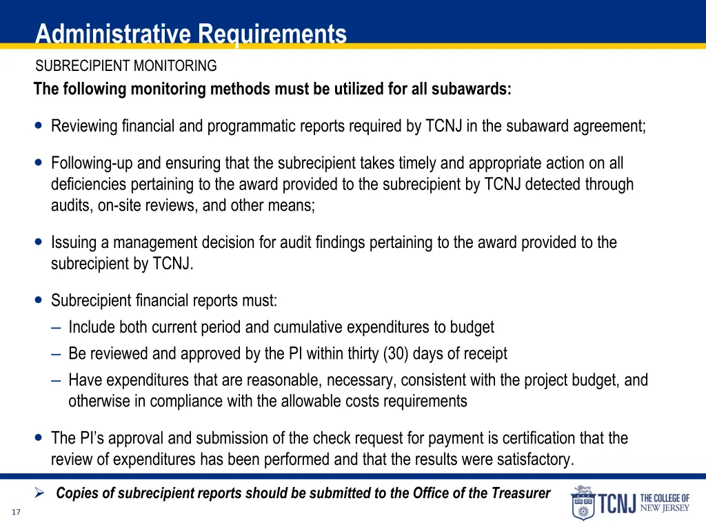 administrative requirements subrecipient 5
