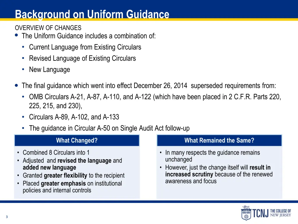 background on uniform guidance overview