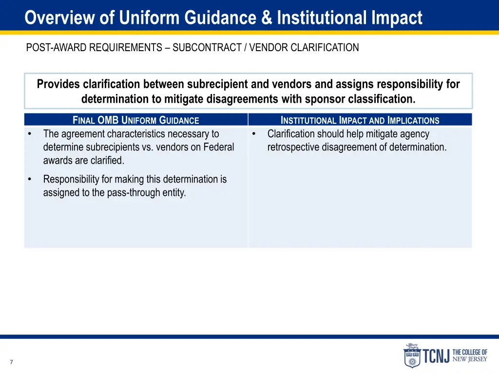 overview of uniform guidance institutional impact 2