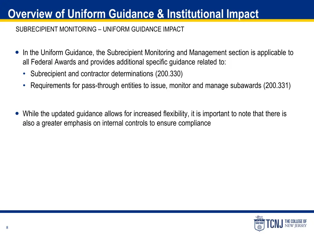 overview of uniform guidance institutional impact 3