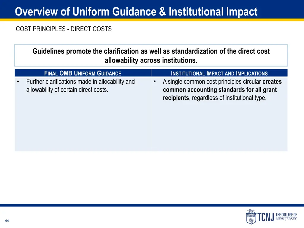 overview of uniform guidance institutional impact 4