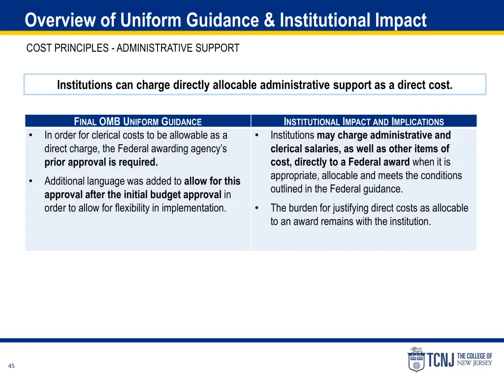 overview of uniform guidance institutional impact 5
