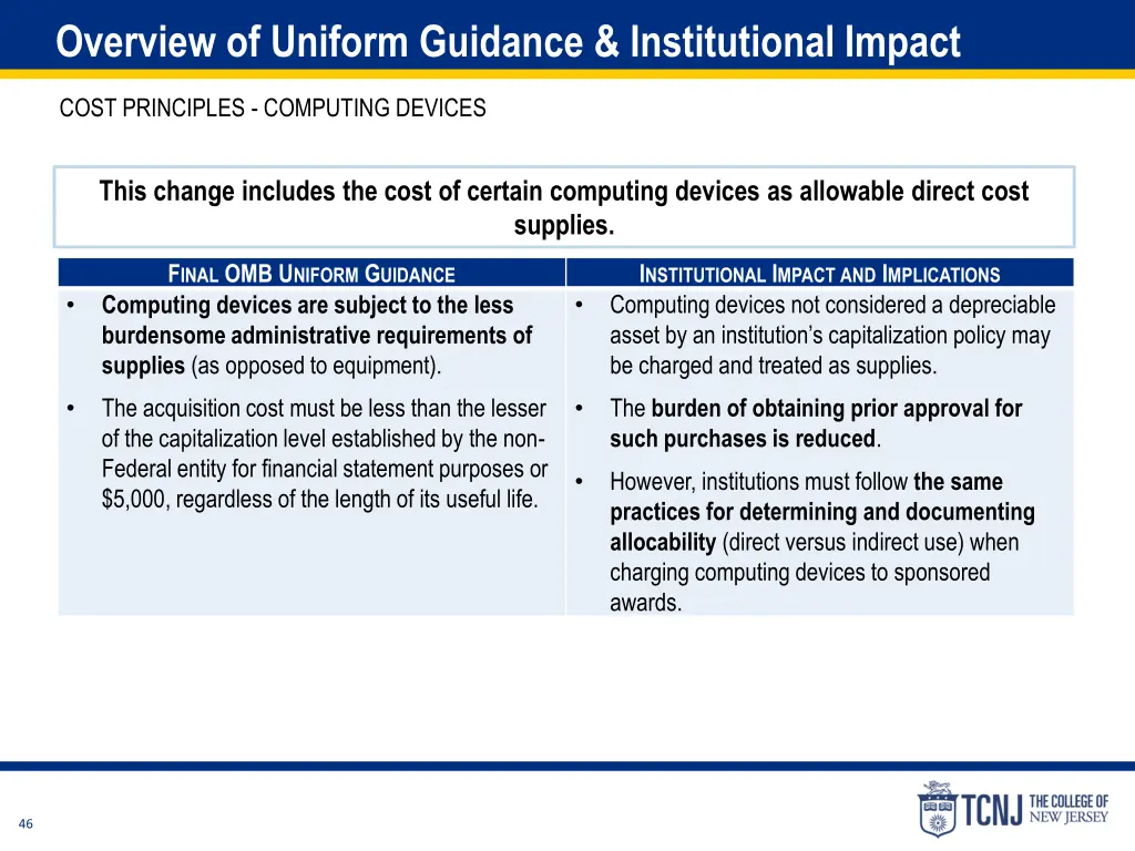 overview of uniform guidance institutional impact 6