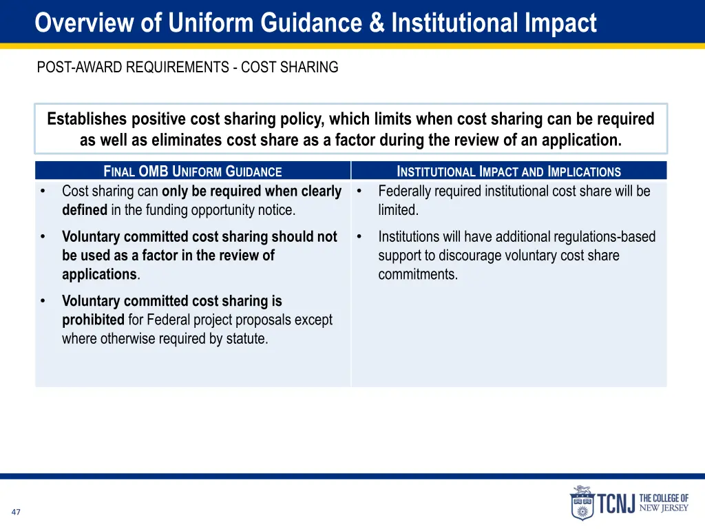 overview of uniform guidance institutional impact 7