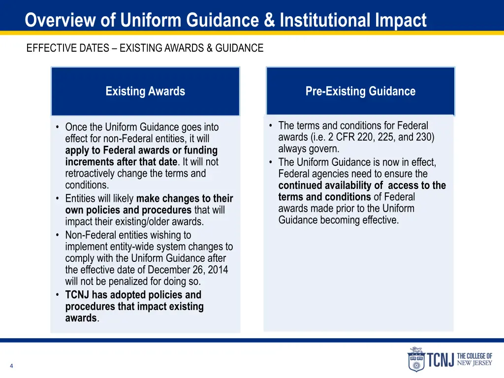 overview of uniform guidance institutional impact