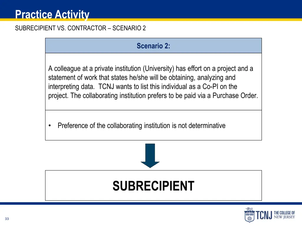 practice activity subrecipient vs contractor 1