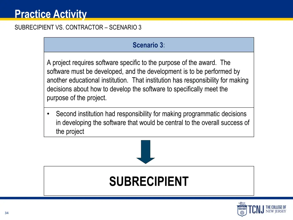 practice activity subrecipient vs contractor 2
