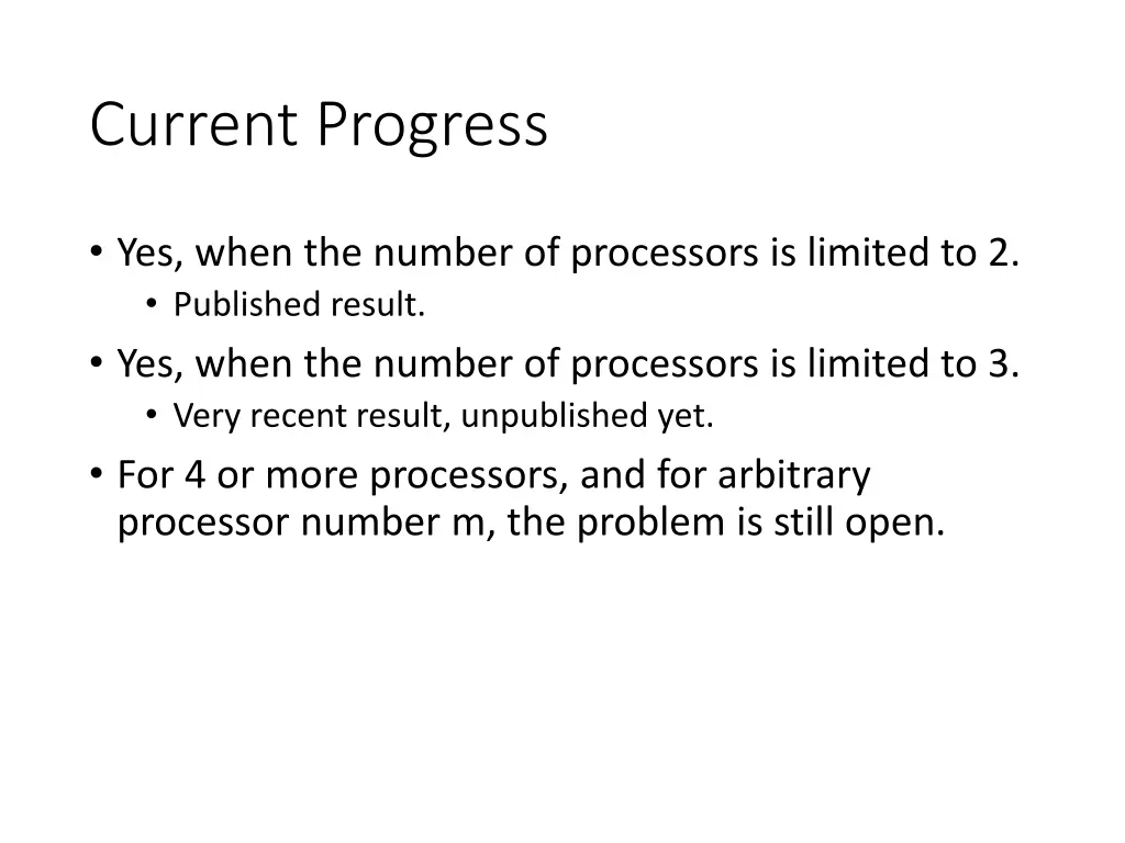 current progress