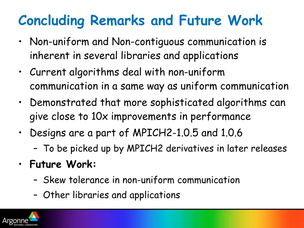 concluding remarks and future work non uniform