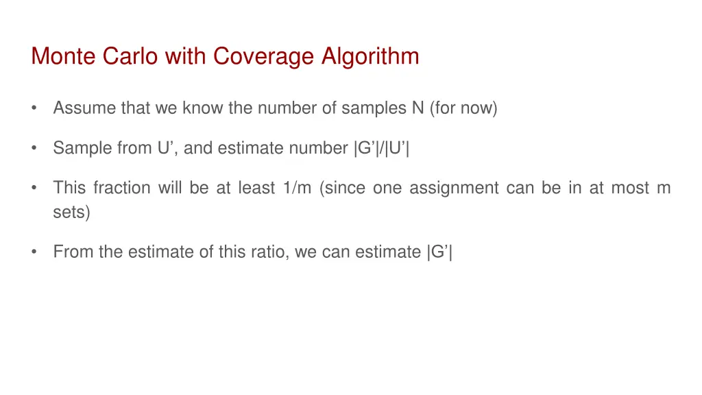 monte carlo with coverage algorithm