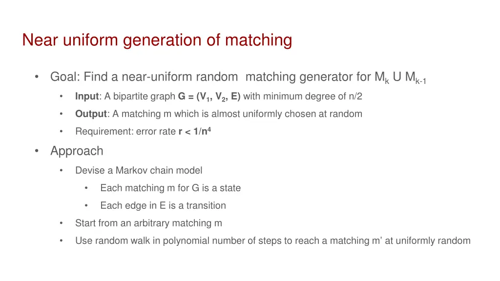 near uniform generation of matching 1