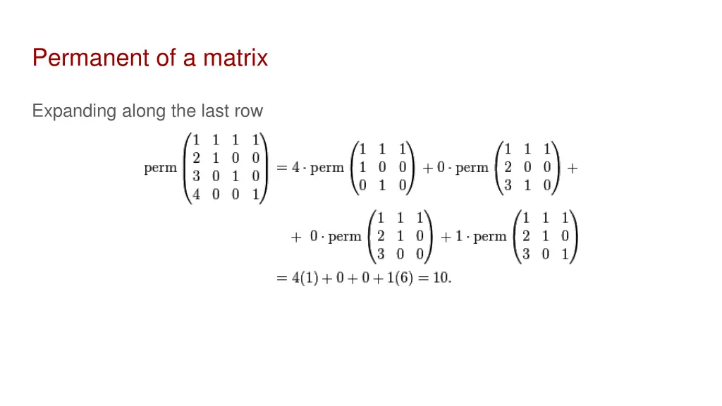 permanent of a matrix 2