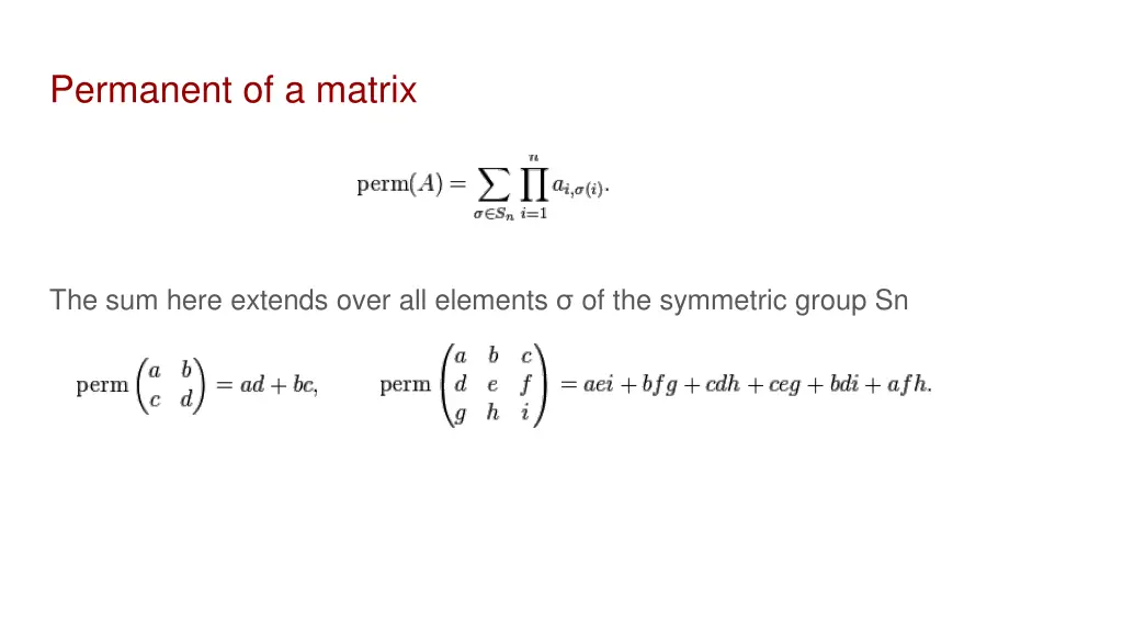 permanent of a matrix