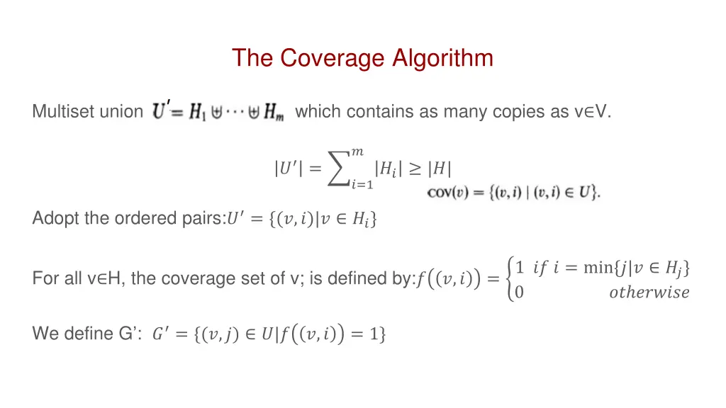 the coverage algorithm 1