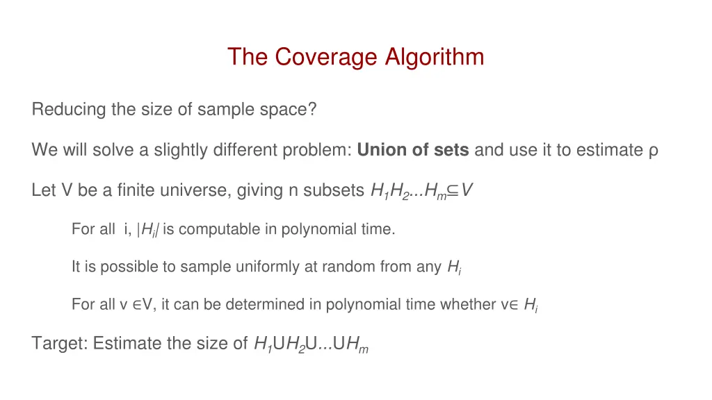 the coverage algorithm