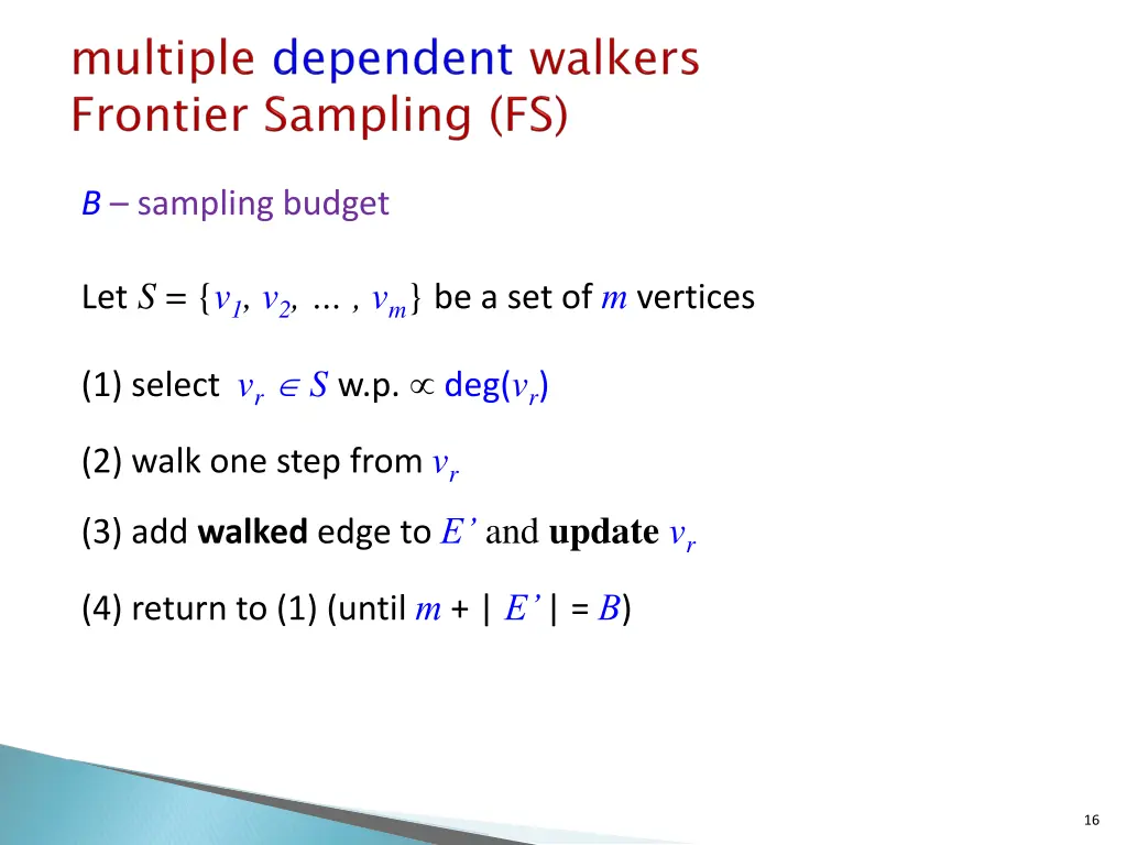 b sampling budget
