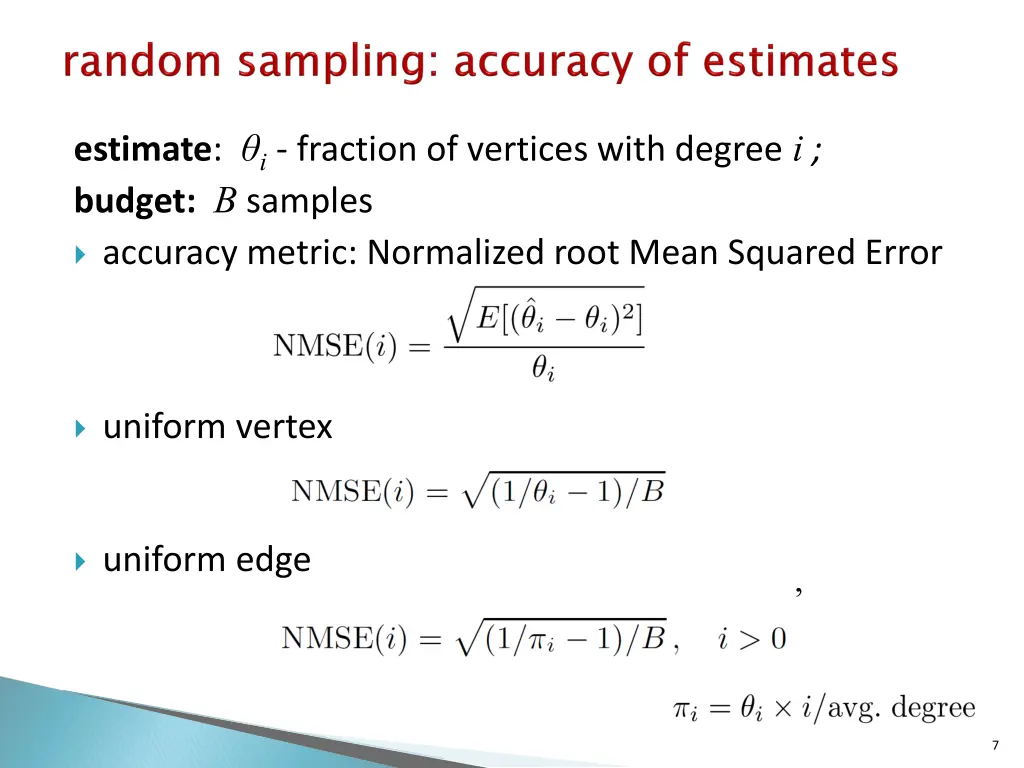 estimate i fraction of vertices with degree