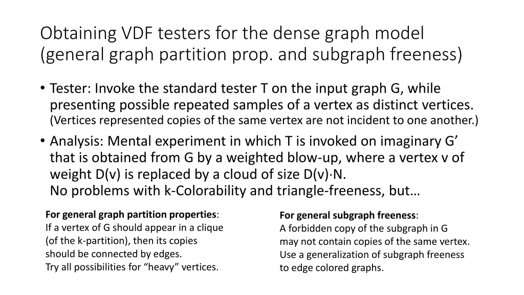 obtaining vdf testers for the dense graph model