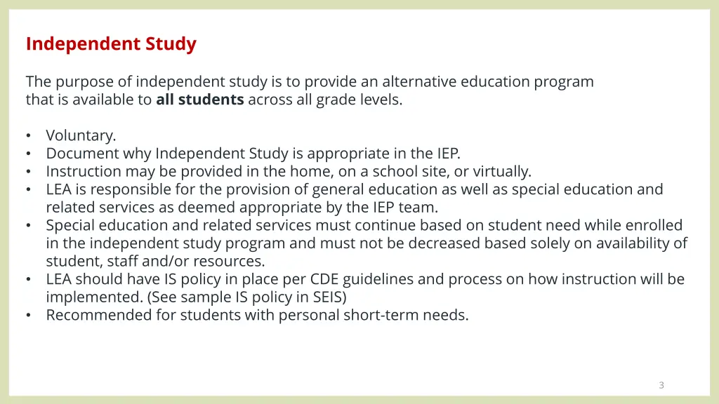independent study