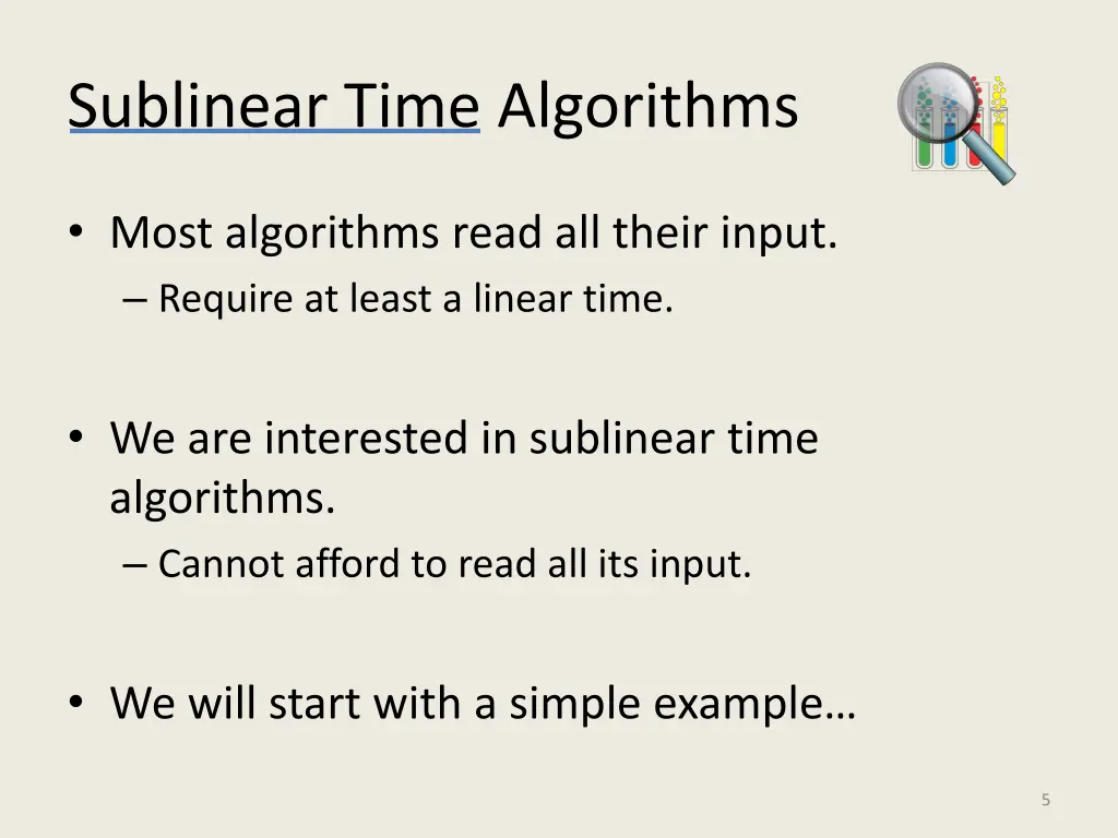 sublinear time algorithms 1