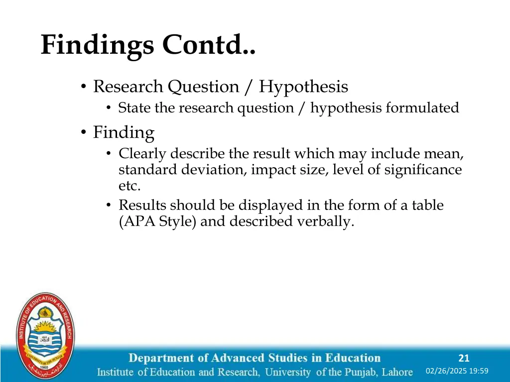 findings contd