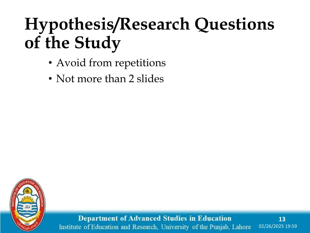 hypothesis research questions of the study