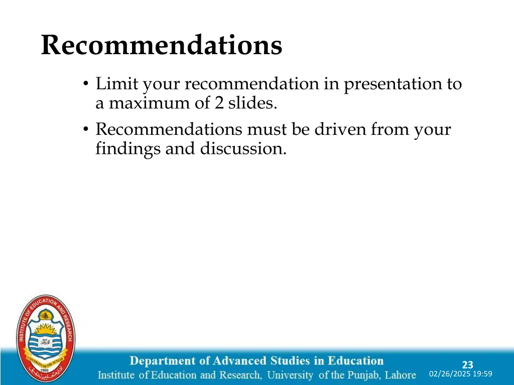 recommendations