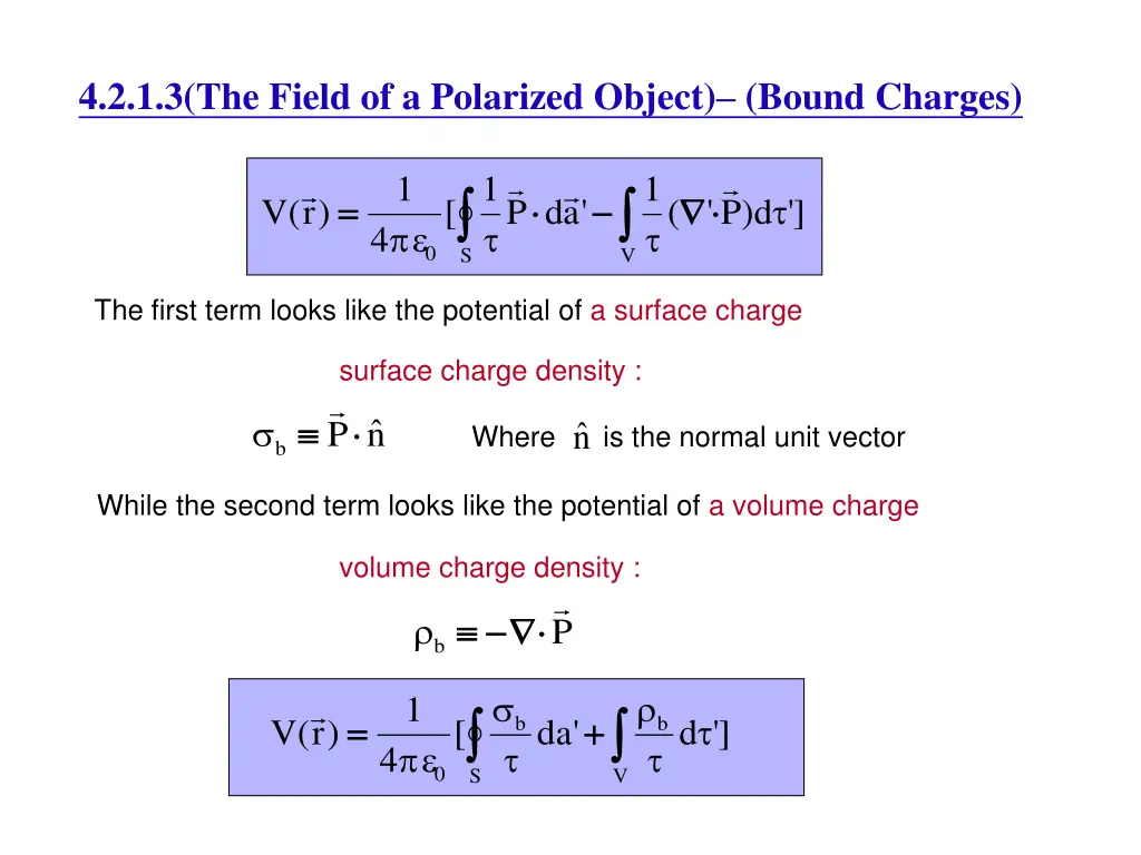 4 2 1 3 the field of a polarized object bound
