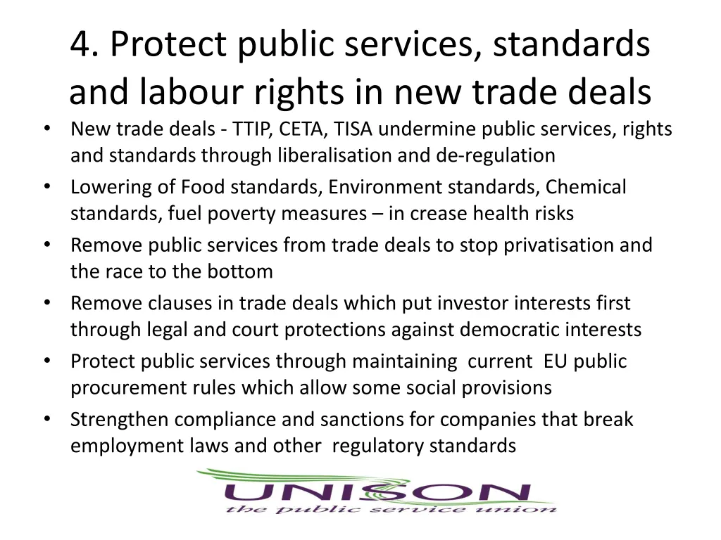 4 protect public services standards and labour