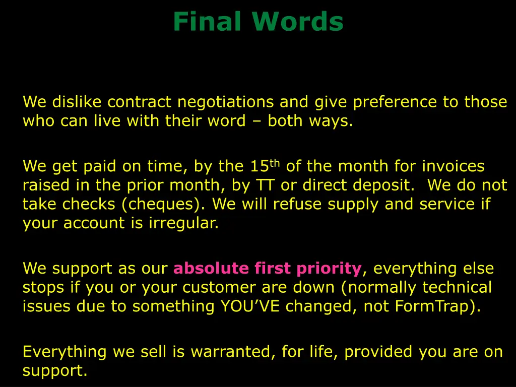 final words