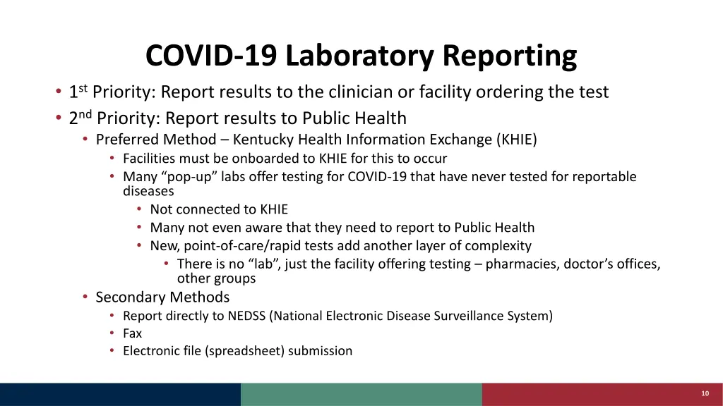 covid 19 laboratory reporting 1 st priority