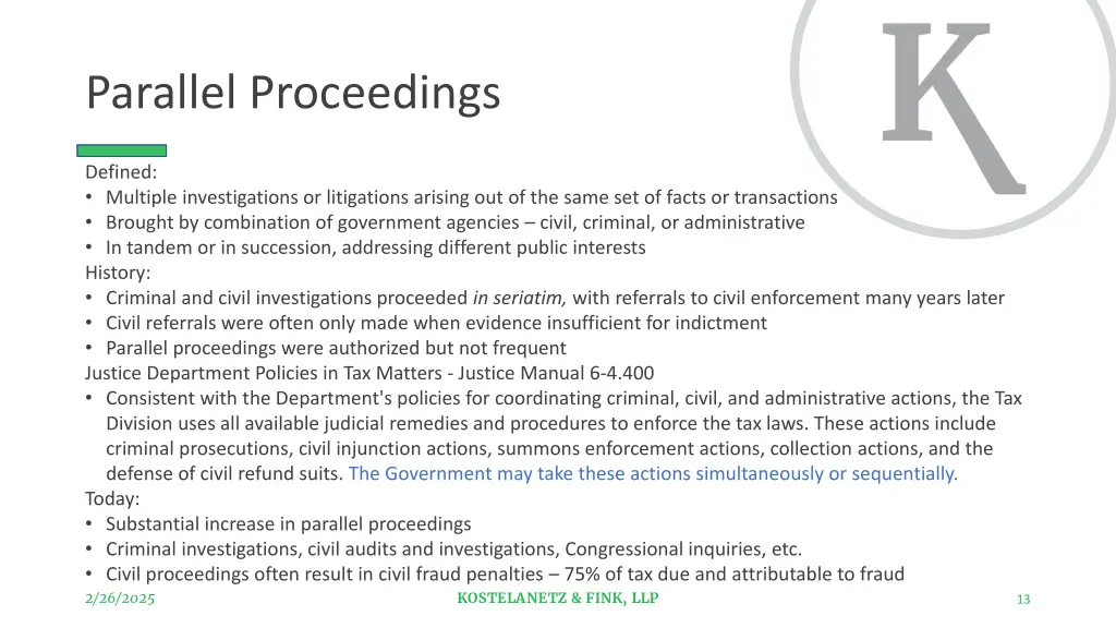 parallel proceedings
