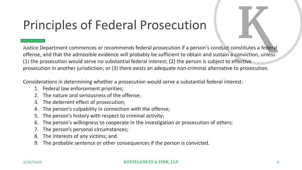 principles of federal prosecution