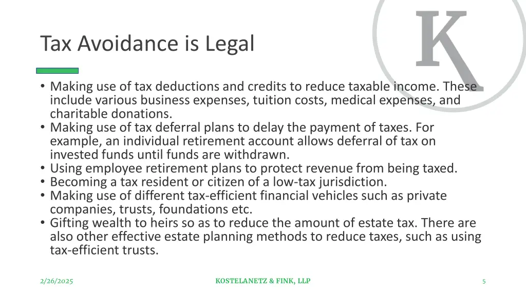 tax avoidance is legal