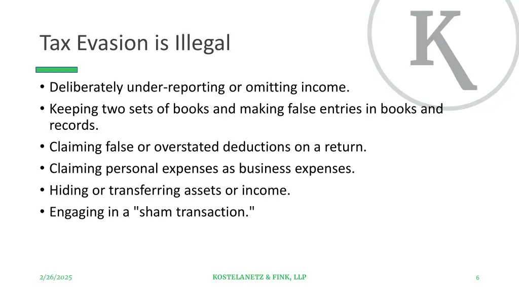 tax evasion is illegal