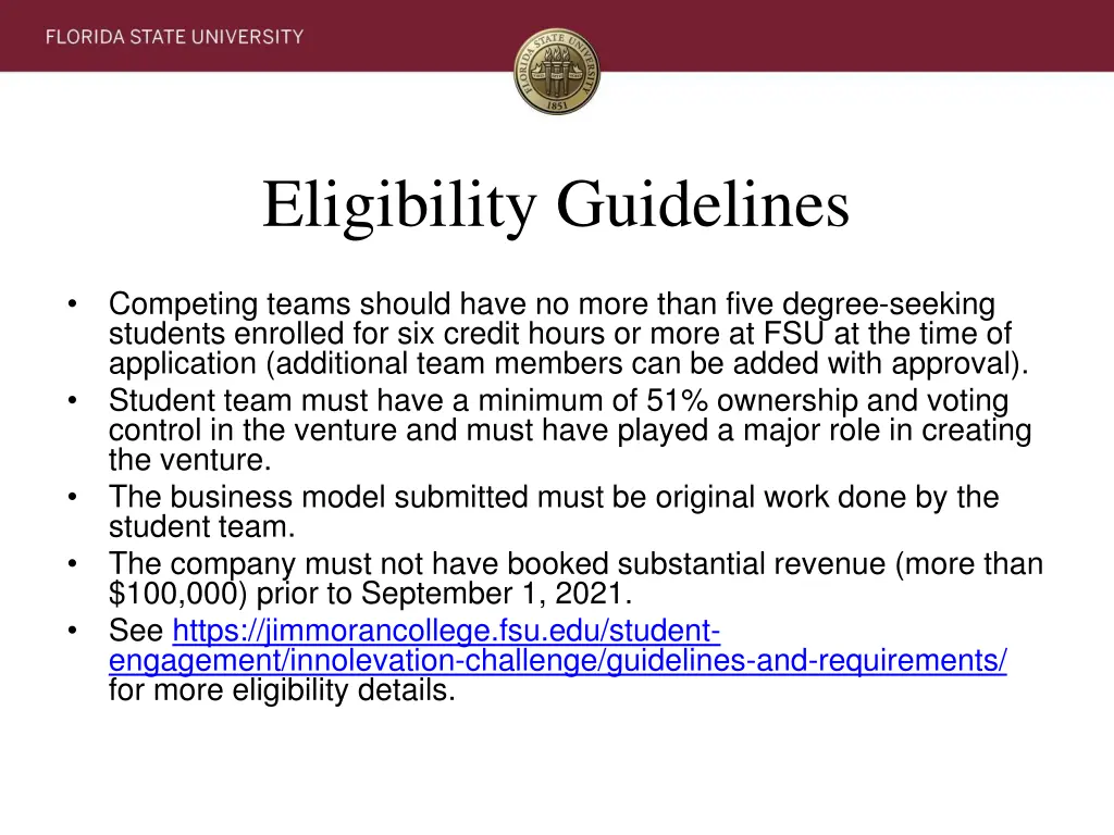 eligibility guidelines