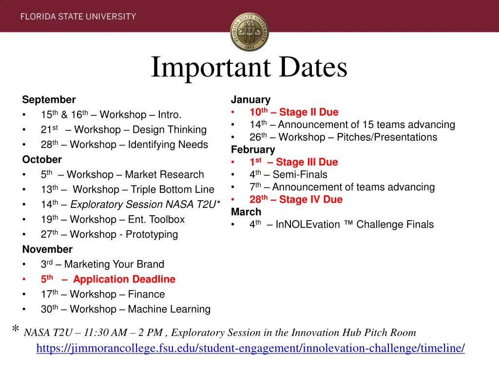 important dates